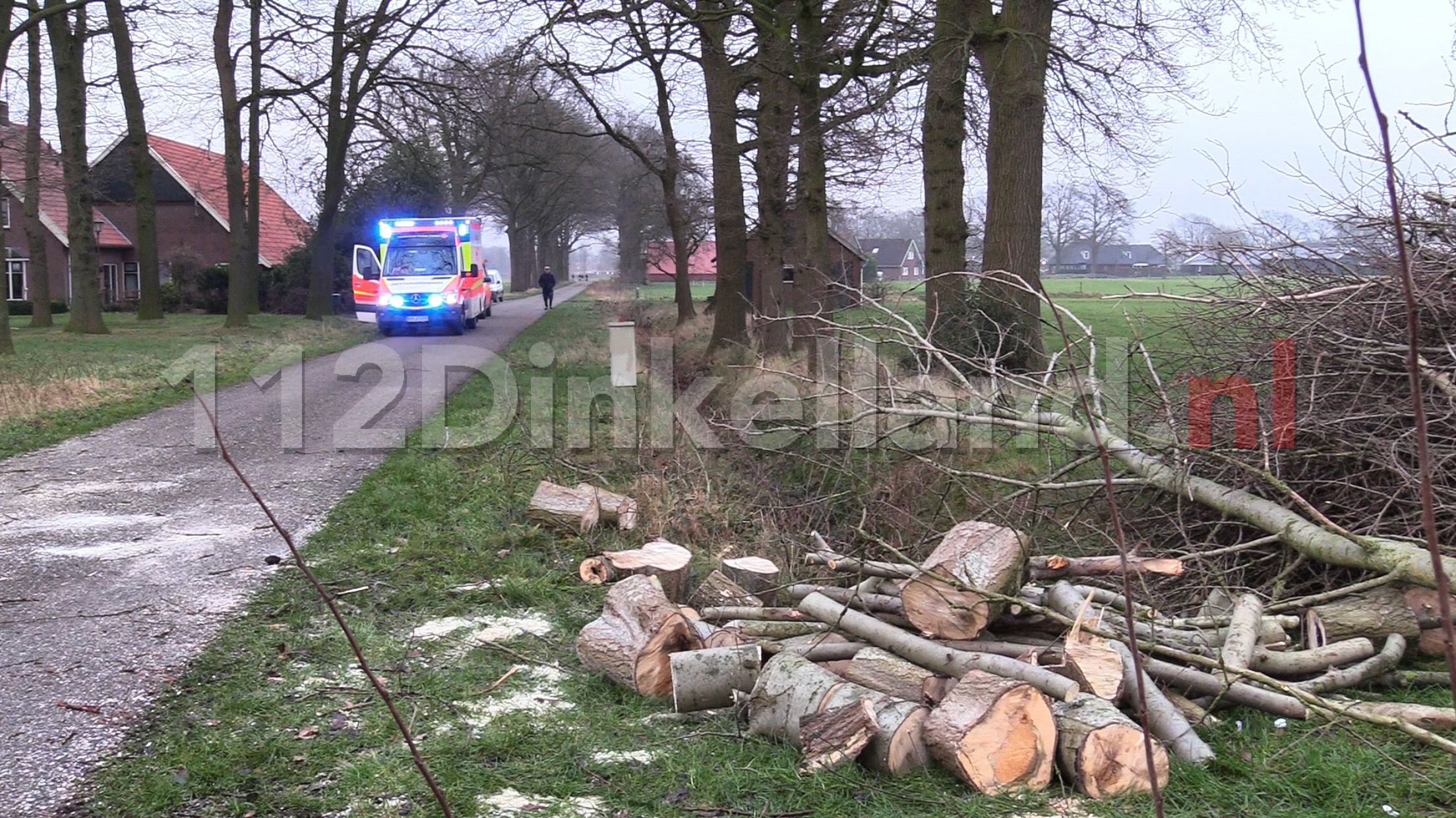 Video: Man komt tijdens snoeiwerkzaamheden onder boom in Lattrop-Brekelenkamp; traumahelikopter ingezet