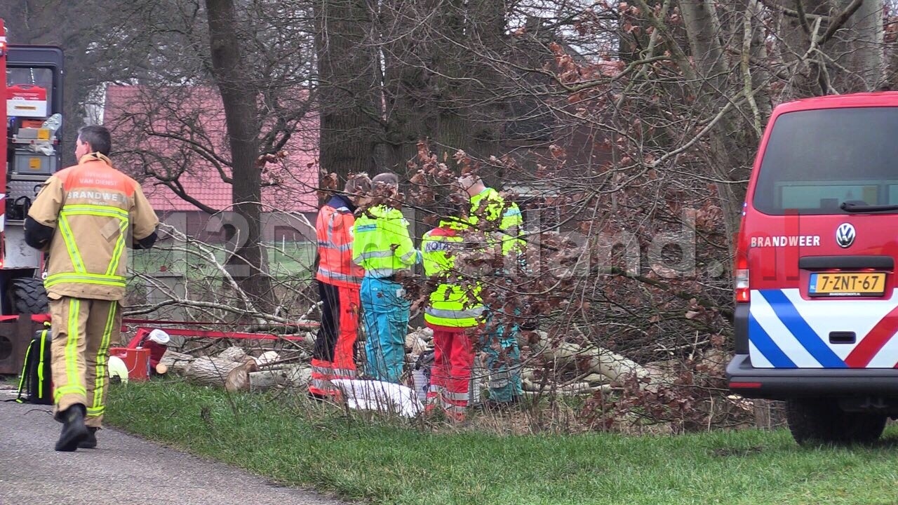 Man komt tijdens snoeiwerkzaamheden onder boom in Lattrop-Brekelenkamp; traumahelikopter ingezet