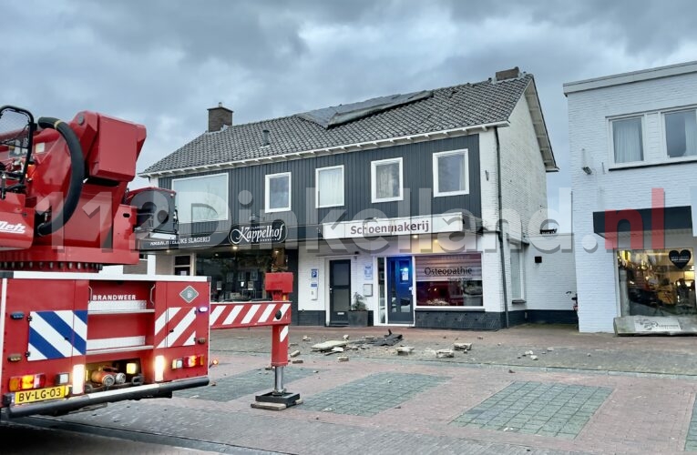 Veel schade aan pand in centrum Denekamp door storm